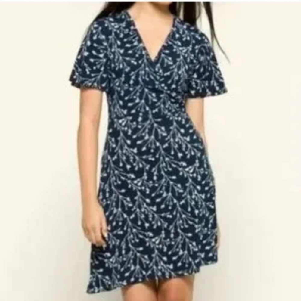41 Hawthorn Women's Navy White Elisse Knit Surplice Midi Dress NWOT S #2313